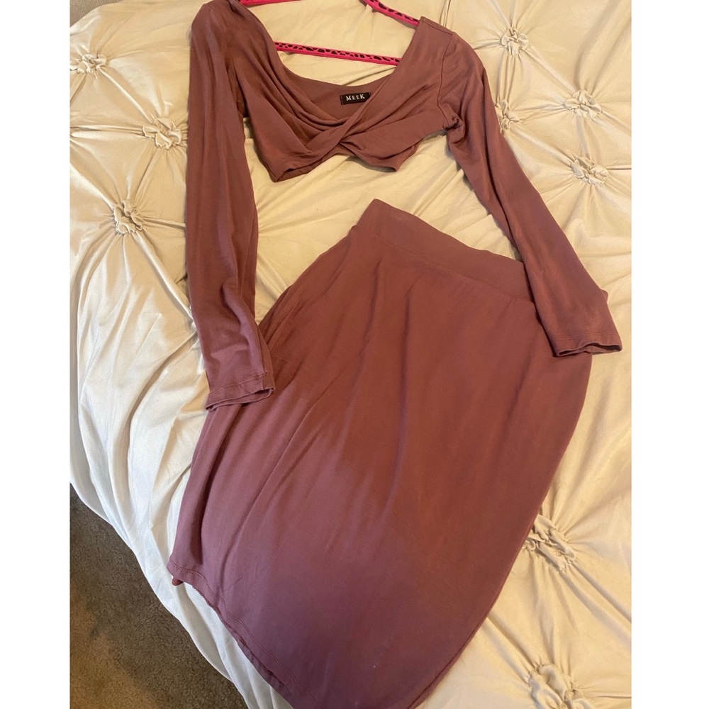 2 piece cropped top & skirt